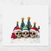 Mexican Calavera Santa Flower Sugar Skull Christma Schaumweinetikett (Einzelnes Label)