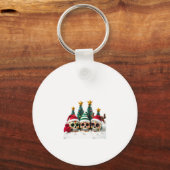 Mexican Calavera Santa Flower Sugar Skull Christma Schlüsselanhänger (Vorderseite)