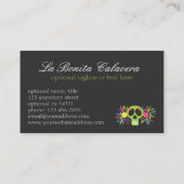 Mexican Calavera Sugar Skull Floral Edgy Boutique Visitenkarte (Rückseite)