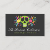 Mexican Calavera Sugar Skull Floral Edgy Boutique Visitenkarte (Vorderseite)