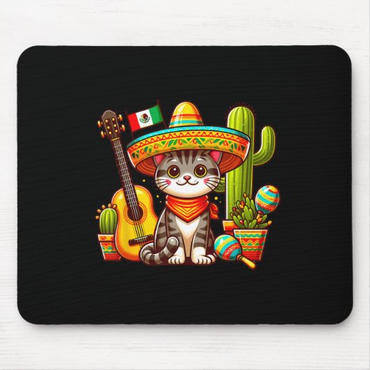 Mexican Cat Cinco De Mayo Kitten Let's Fiesta Viva Mousepad (Vorne)