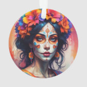 Mexican Catrina watercolor Ornament (Rückseite)