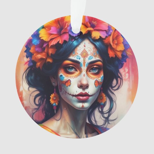 Mexican Catrina watercolor Ornament (Vorderseite)