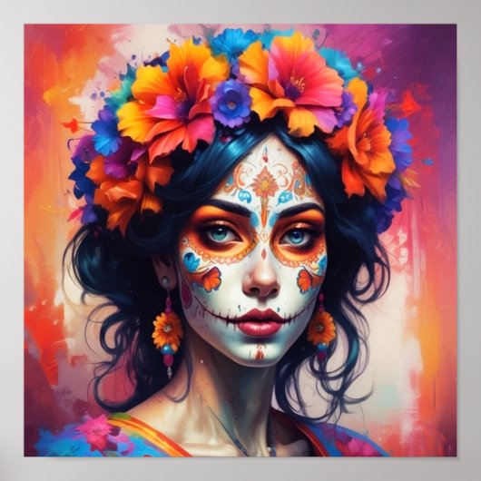 Mexican Catrina watercolor Poster (Vorne)
