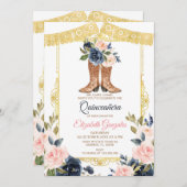 Mexican Charro Boots Quinceanera Einladung (Vorne/Hinten)