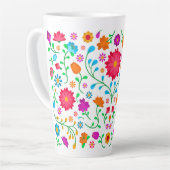 Mexican cheerful colourful folk art pattern milchtasse (Linke Ecke)