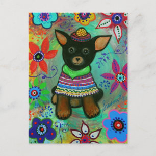 Mexican Chihuahua Pet Lover Black Postkarte