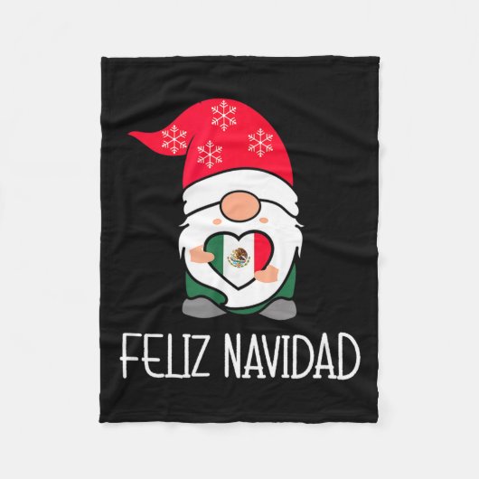 Mexican Christmas Gnome Feliz Navidad Mexico Fleecedecke (Vorderseite)