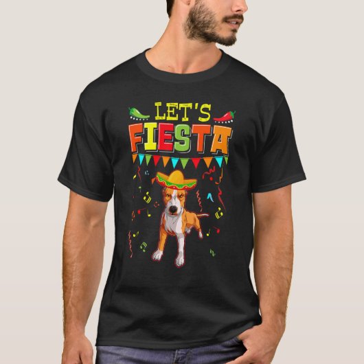 Mexican Cinco De Mayo Fiesta Let's Fiesta Pitbull T-Shirt (Vorderseite)