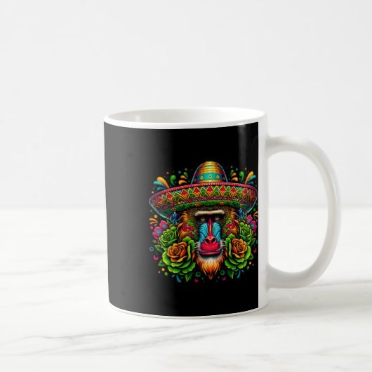 Mexican Cinco De Mayo Let's Fiesta Party Baboon Mo Kaffeetasse (Rechts)