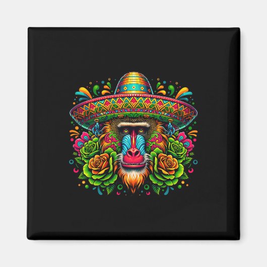 Mexican Cinco De Mayo Let's Fiesta Party Baboon Mo Magnet (Vorne)