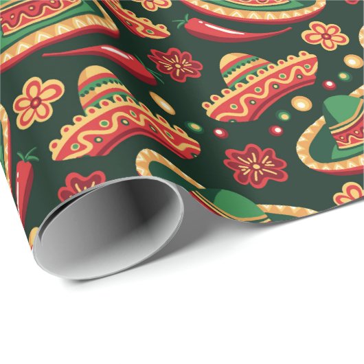 Mexican Cinco De Mayo Pattern  Geschenkpapier (Rolleneckpunkt)