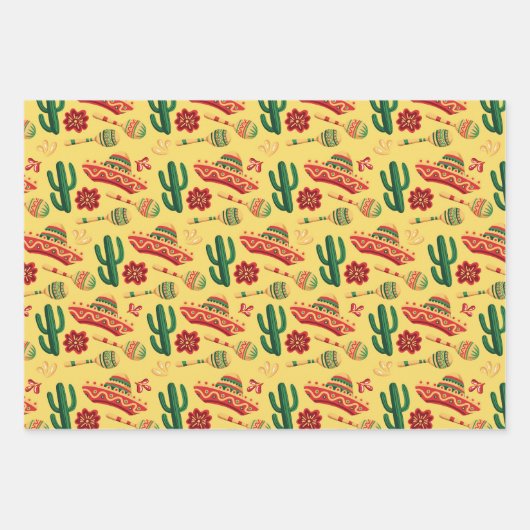 Mexican Cinco De Mayo Pattern Geschenkpapier Set (Vorderseite)