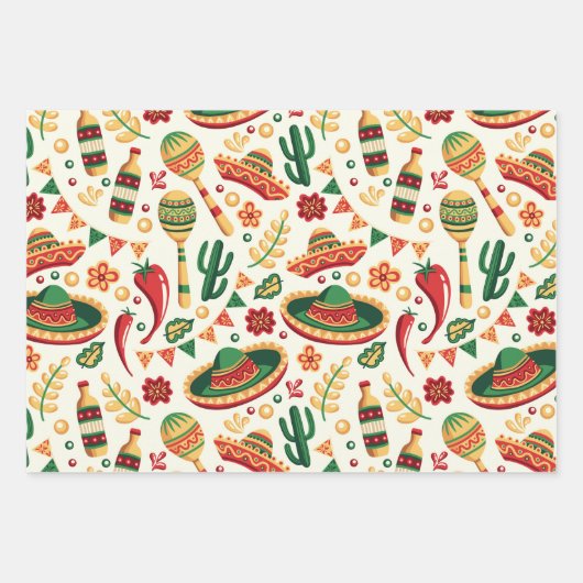 Mexican Cinco De Mayo Pattern Geschenkpapier Set (Vorderseite)