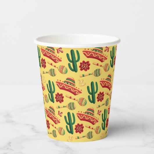 Mexican Cinco De Mayo Pattern  Pappbecher (Rückseite)