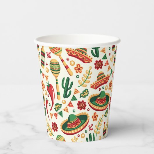 Mexican Cinco De Mayo Pattern  Pappbecher (Rückseite)