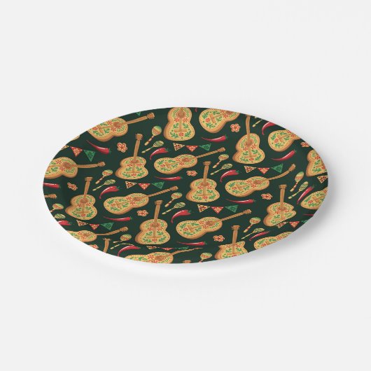 Mexican Cinco De Mayo Pattern  Pappteller (Schrägansicht)