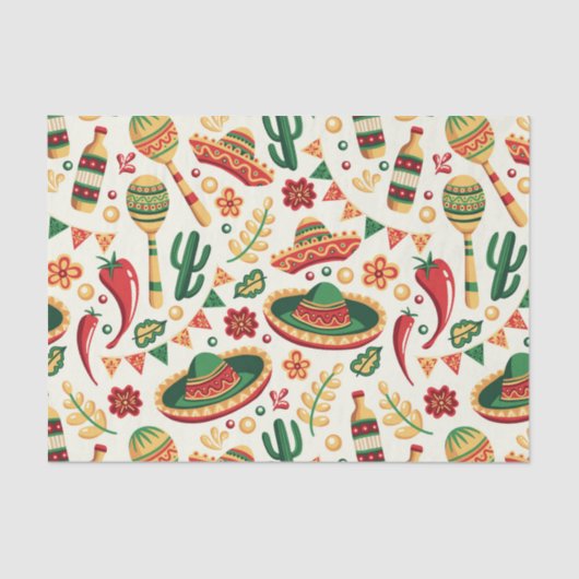 Mexican Cinco De Mayo Pattern  Seidenpapier (Vorderseite)