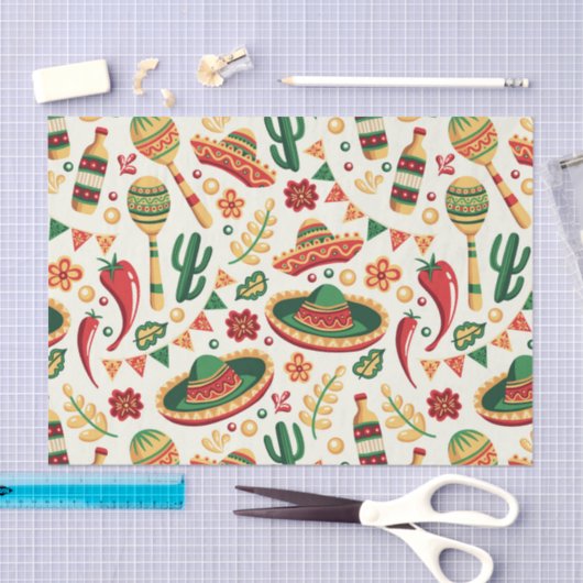 Mexican Cinco De Mayo Pattern Seidenpapier (Handwerk)