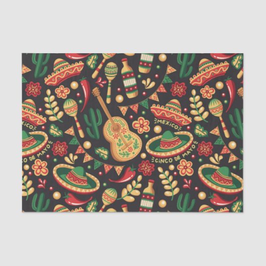 Mexican Cinco De Mayo Pattern  Seidenpapier (Vorderseite)