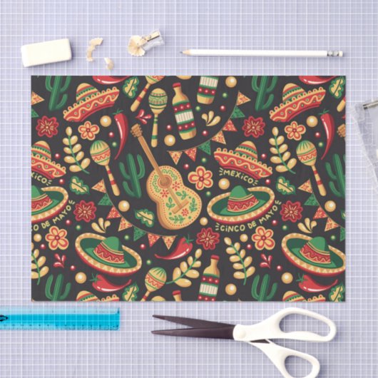 Mexican Cinco De Mayo Pattern Seidenpapier (Handwerk)