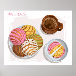 Mexican Concha Pan Dulce & Champurrado Tasse Küche Poster