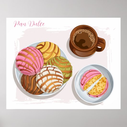 Mexican Concha Pan Dulce & Champurrado Tasse Küche Poster (Vorne)