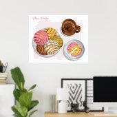 Mexican Concha Pan Dulce & Champurrado Tasse Küche Poster (Heimbüro)