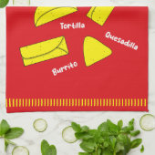 Mexican Cooking Food Illustration Red Geschirrtuch (Gefaltet)
