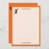 Mexican Crow & Rose Orange Personalisiert Statione Mitteilungskarte (Vorne/Hinten)
