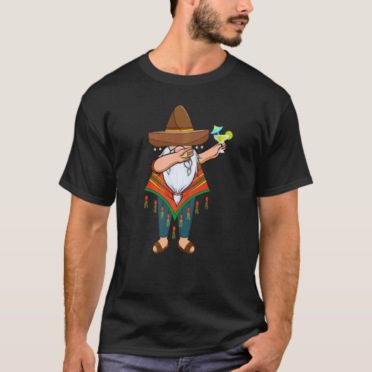 Mexican Dabbing Gnome Tequila Cinco De Mayo Poncho T-Shirt (Vorderseite)
