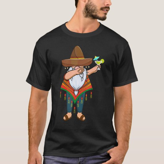 Mexican Dabbing Gnome Tequila Cinco De Mayo Poncho T-Shirt (Vorderseite)