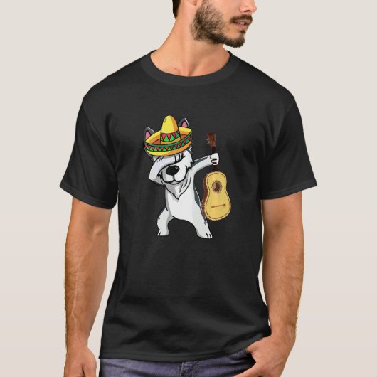 Mexican Dabbing Husky Cinco De Mayo Poncho Sombrer T-Shirt (Vorderseite)