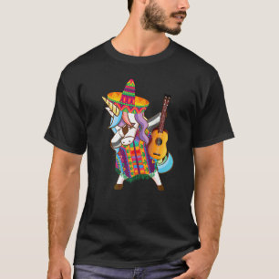 Mexican Dabbing Unicorn Cinco De Mayo Poncho Sombr T-Shirt