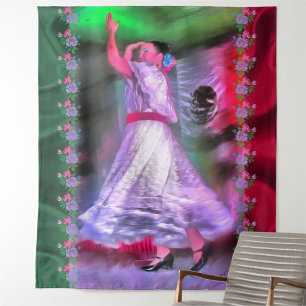 Mexican Dancer & Roses 0175 Wandteppich