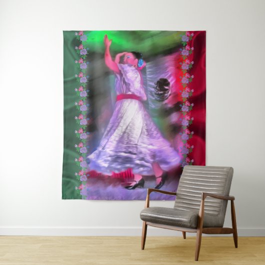 Mexican Dancer & Roses 0175 Wandteppich (Beispiel)