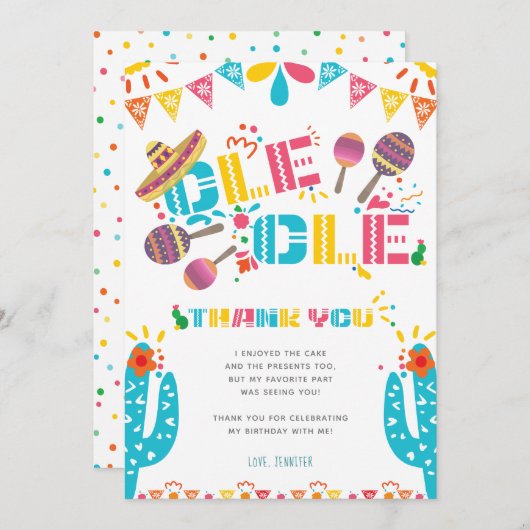 Mexican Danke Party Cactus Card Einladung (Vorne/Hinten)