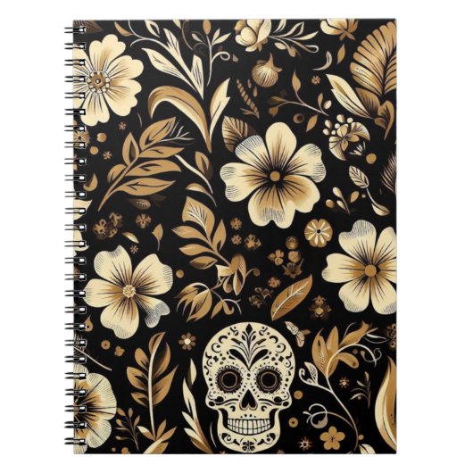 Mexican Dead and Floral Black Art Poker Notizblock (Vorderseite)