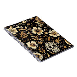 Mexican Dead and Floral Black Art Poker Notizblock