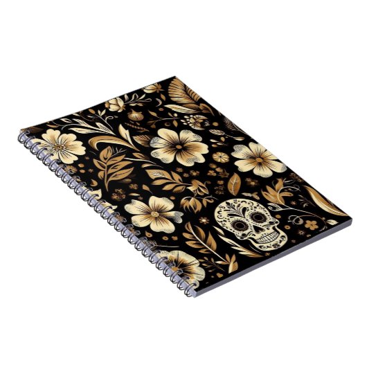 Mexican Dead and Floral Black Art Poker Notizblock (Rechte Seite)