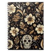 Mexican Dead and Floral Black Art Poker Notizblock (Vorderseite)