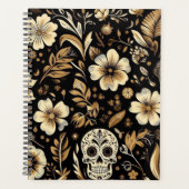 Mexican Dead and Floral Black Art Poker Planer (Vorderseite)