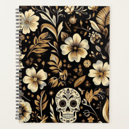 Mexican Dead and Floral Black Art Poker Planer