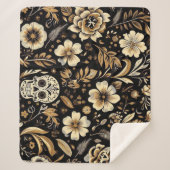 Mexican Dead and Floral Black Art Poker Sherpadecke (Vorderseite)