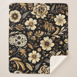 Mexican Dead and Floral Black Art Poker Sherpadecke