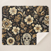 Mexican Dead and Floral Black Art Poker Sherpadecke (Vorderseite (Horizontal))