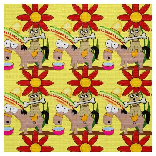 Mexican Donkey Dog Sombrero Gelbes Gewebe Stoff (Muster)