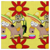 Mexican Donkey Dog Sombrero Gelbes Gewebe Stoff (Nahaufnahme)