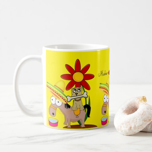Mexican Donkey Dog Sombrero Yellow Tasse (Mit Donut)