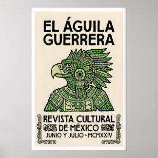 Mexican Eagle Poster Aztec Warrior Design